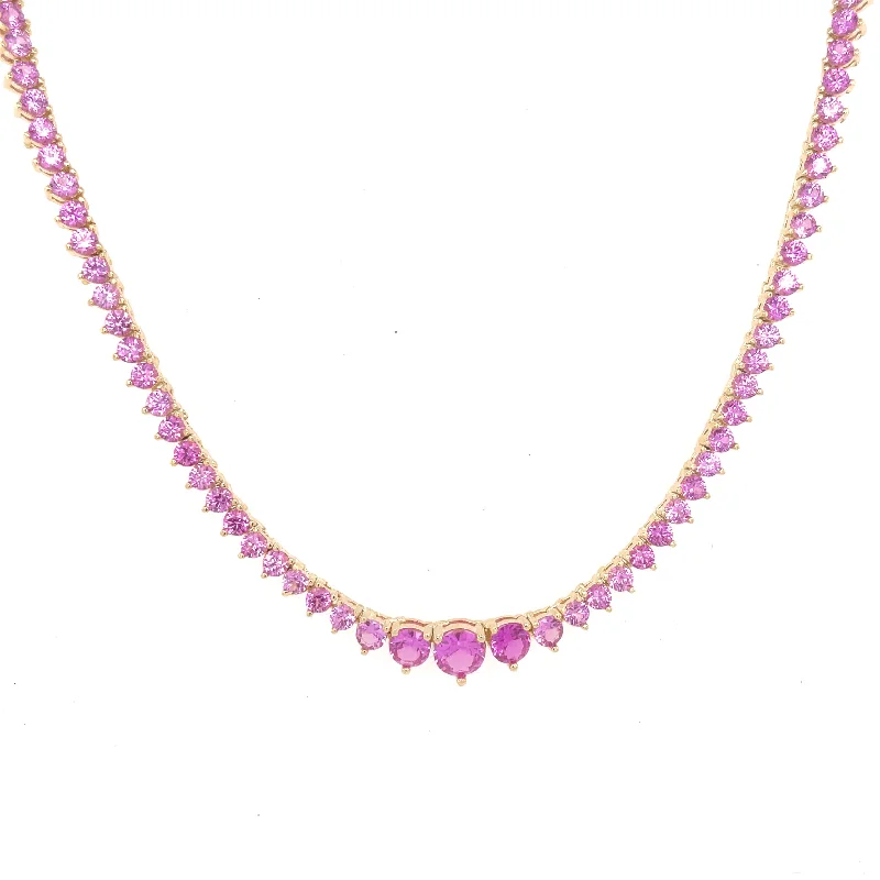 luxury necklace for women-Pink diamond tennis