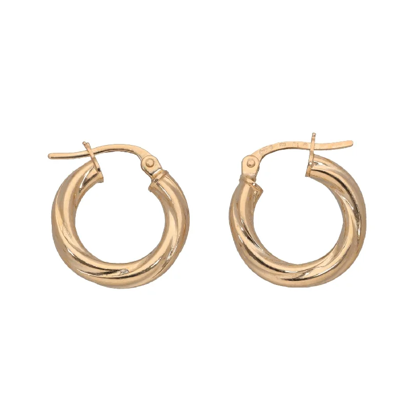 elegant drop earrings for women-New 9ct Gold Twisted Hoop Earrings