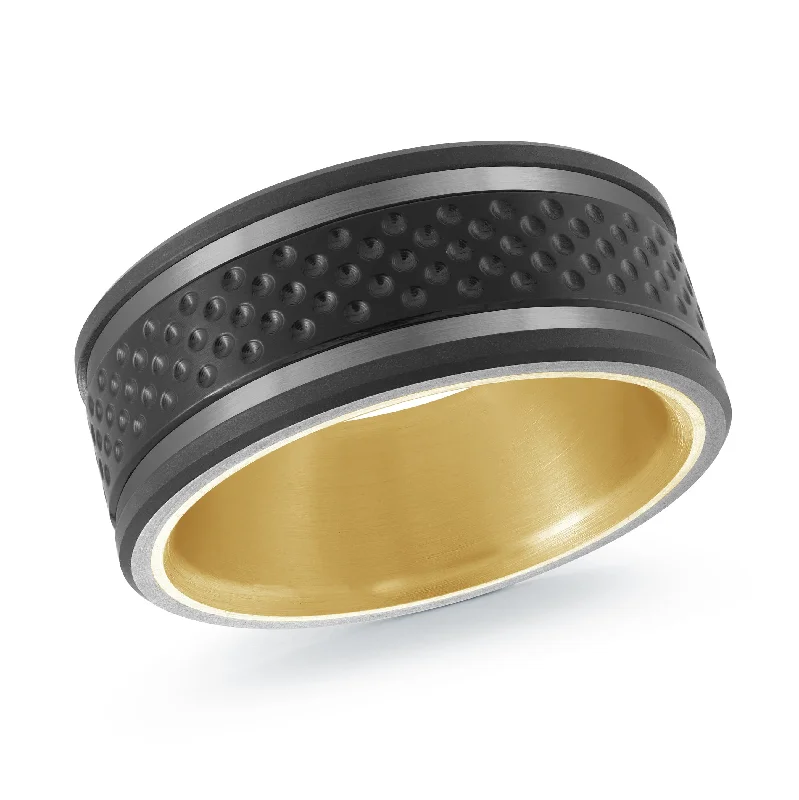 twist engagement ring for women-Titanium with 14K Yellow Gold Ring from the Titanium Collection by Malo - MRDTI-019-9AY