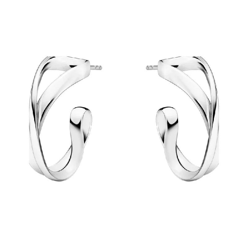 heart-shaped stud earrings for women-Infinity Silver Hoop Earrings