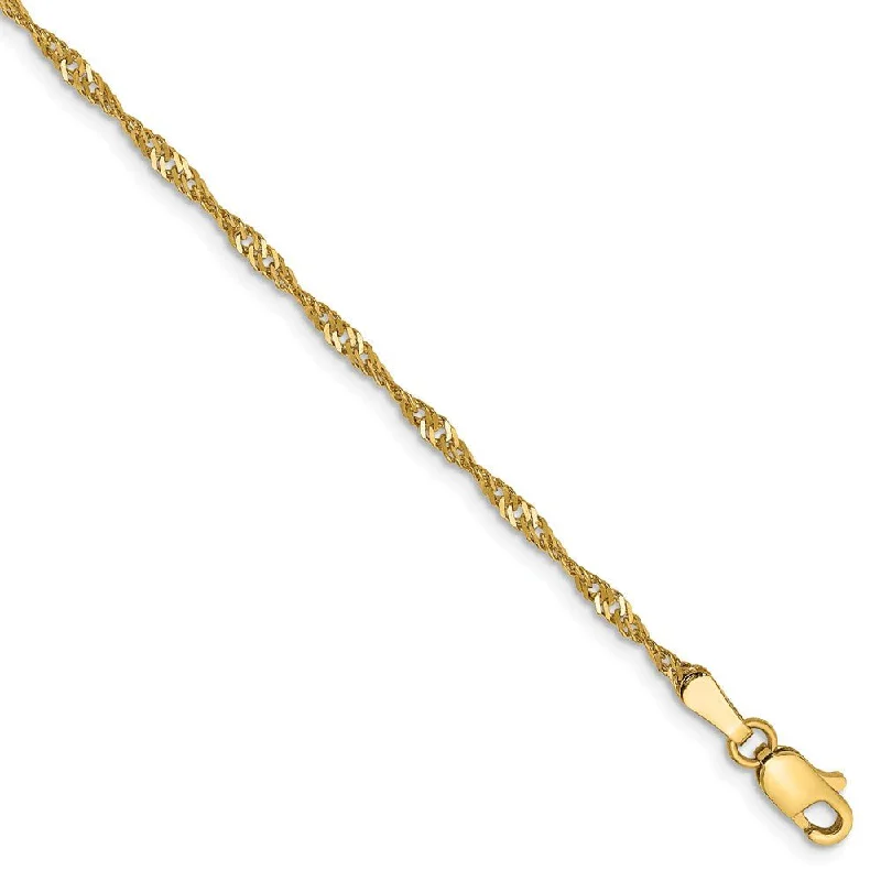 infinity bracelet for women-1.7mm, 14k Yellow Gold, Singapore Chain Anklet