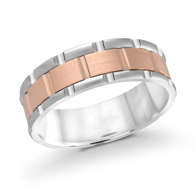 art deco engagement ring for women-14K White Gold with 14K Rose Gold Ring from the Executif Collection by Malo - MRD-044-7WP