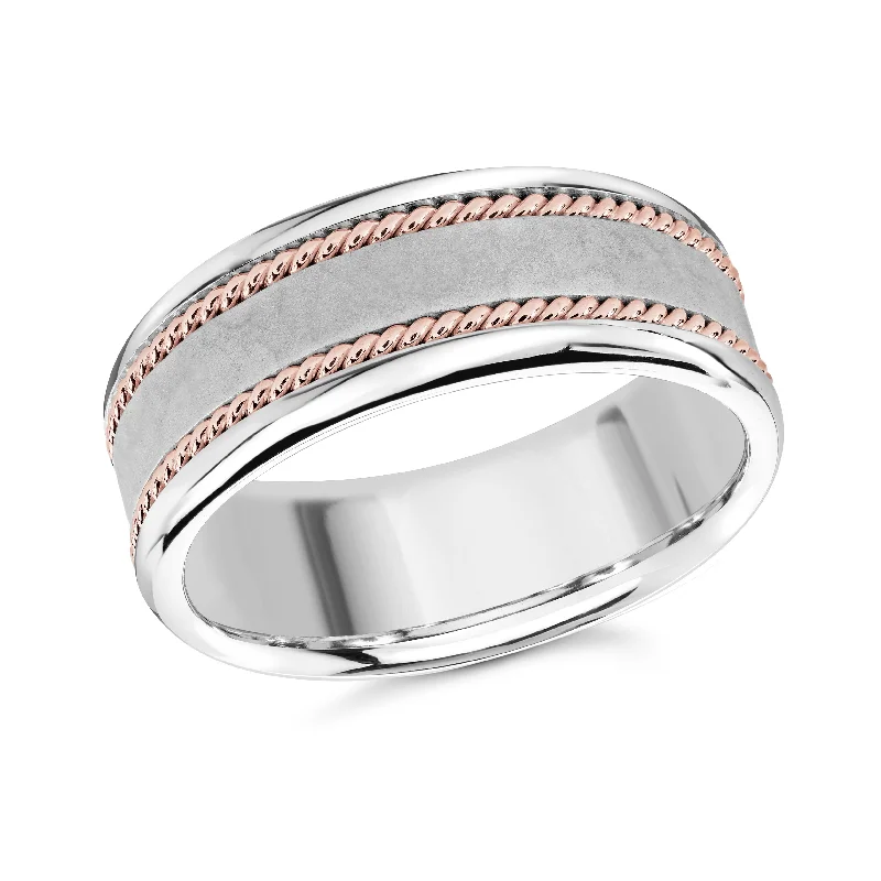 diamond engagement ring for women-14K White Gold with 14K Rose Gold Ring from the Prestige Collection by Malo - MRD-065-8WPW