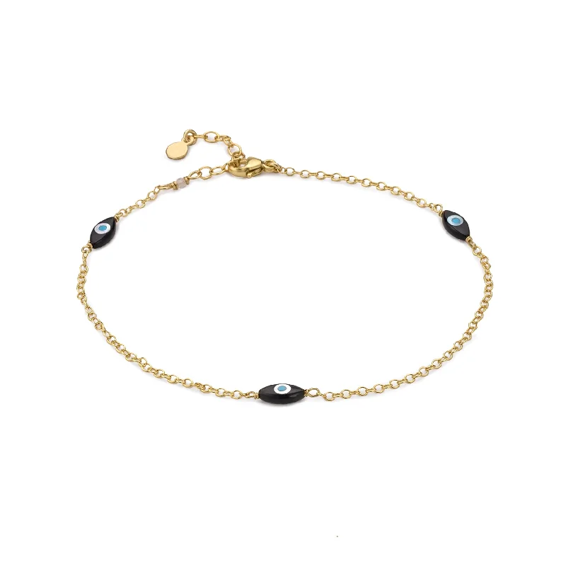 silver bangle anklet for women-Evil Eyes Anklet