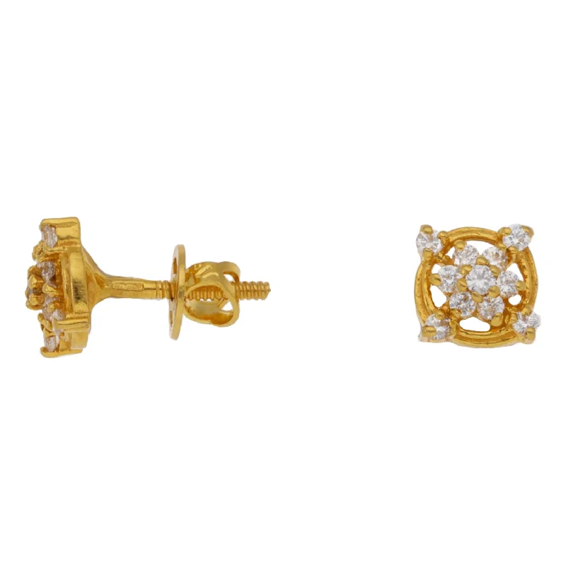 gold earrings for women-22ct Gold Cubic Zirconia Dress/Cocktail Stud Earrings