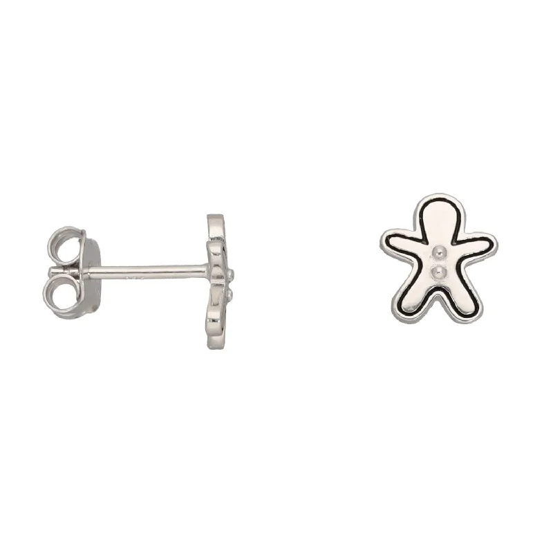 crystal stud earrings for women-New Sterling Silver Gingerbread Man Stud Earrings