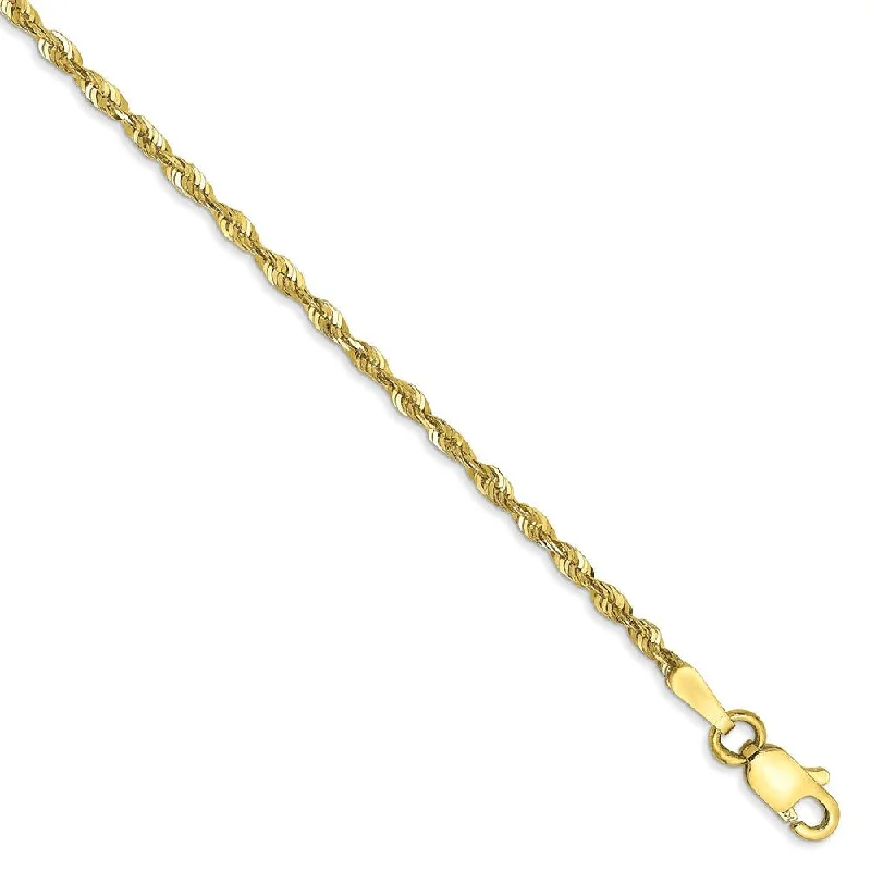 crystal bracelet for women-1.8mm, 10k Yellow Gold Lightweight D/C Rope Chain Anklet