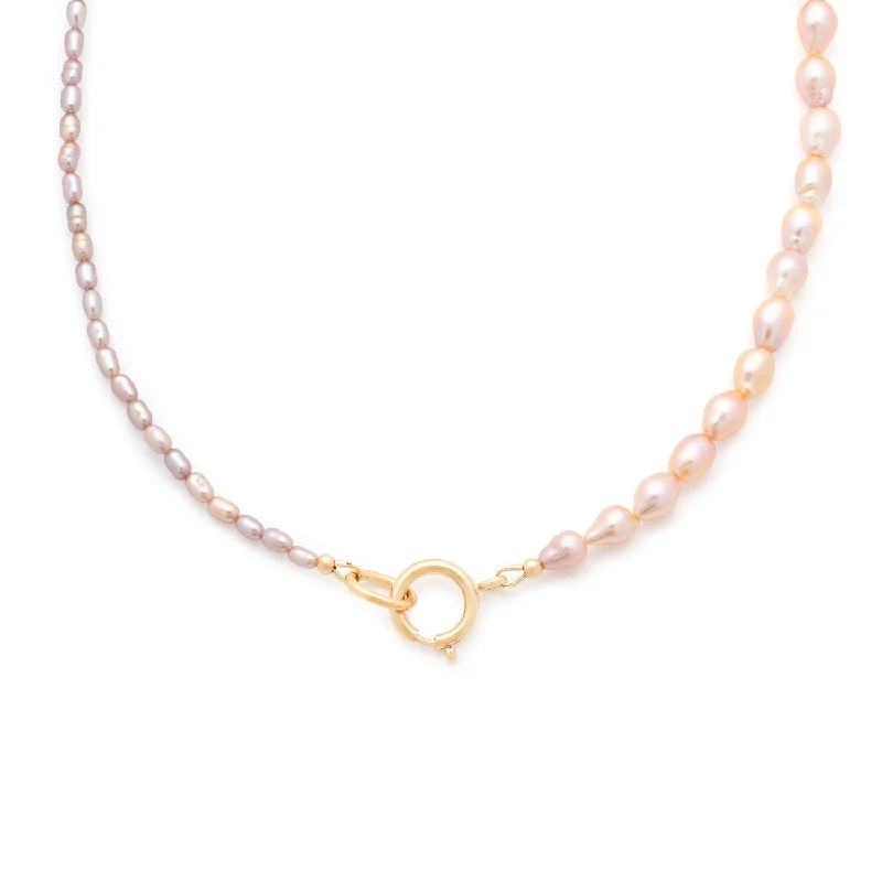 birthstone necklace for women-Dual Pink Pearl Necklace | Pearl