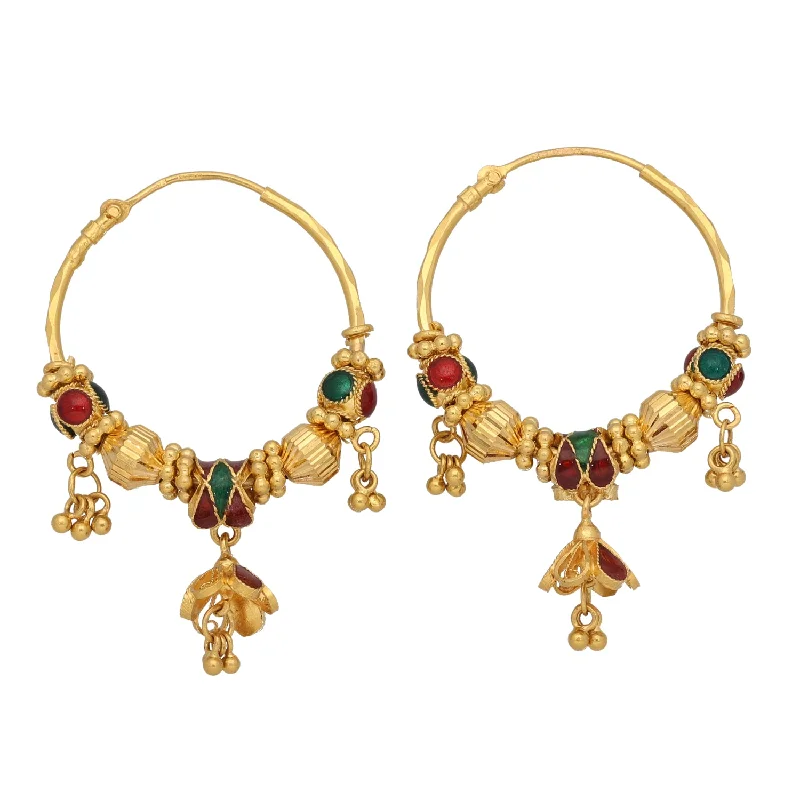 gold dangle earrings for women-22ct Gold Dress/Cocktail Hoop Earrings