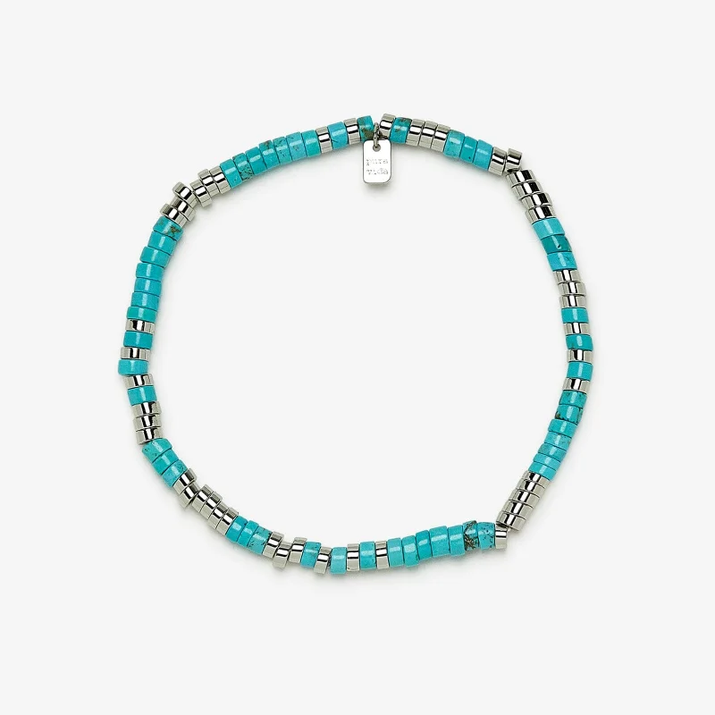 dainty anklet for women-Turquoise Bead Stretch Anklet