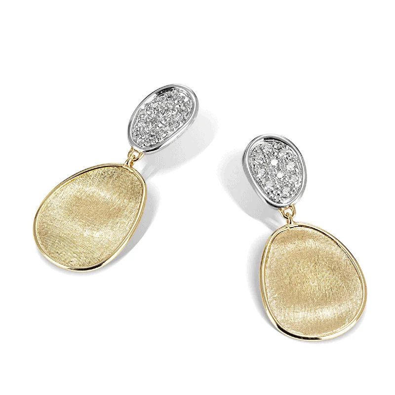 hand-crafted earrings for women-Lunaria 18ct Yellow Gold Diamond Set Drop Earrings