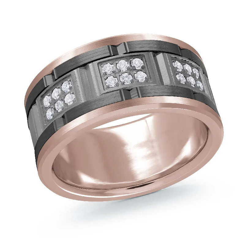 oval engagement ring for women-14K Rose Gold with Carbon Fiber Ring from the Tantalum Collection by Malo - MRDTN-055-11PBD