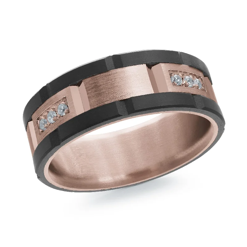 antique engagement ring for women-14K Rose Gold Ring from the Noir Collection by Malo - MRDA-162-8P