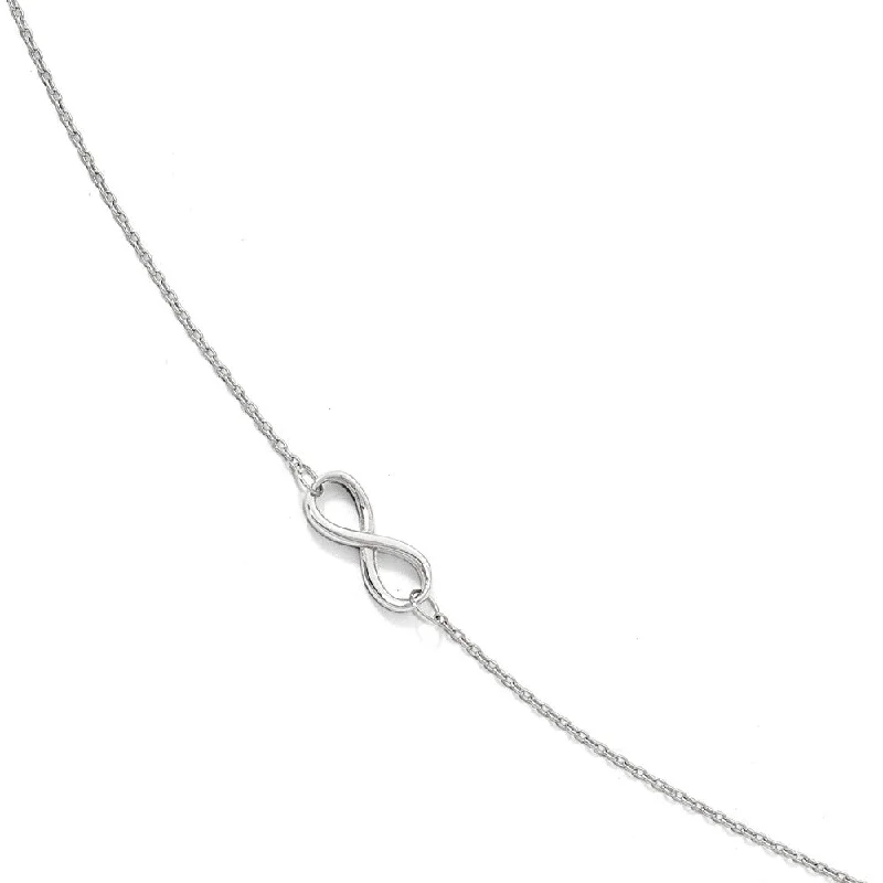 rose gold bracelet for women-10k White Gold Polished Infinity Station Anklet, 9-10 Inch