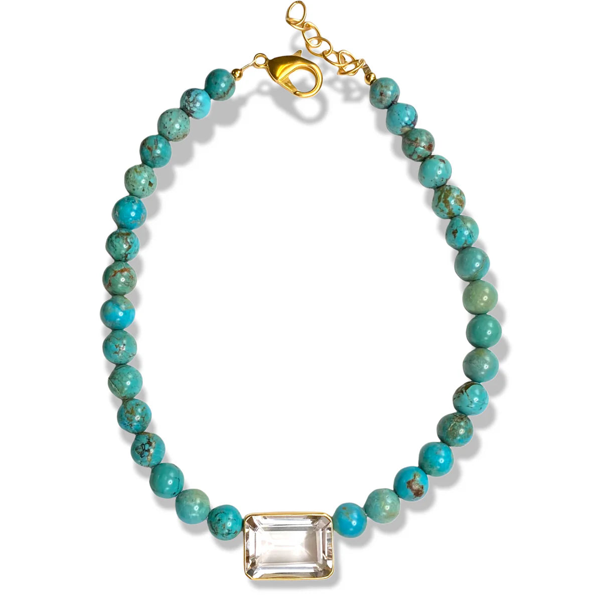 artistic necklace for women-TURQUOISE + EMERALD CUT NECKLACE