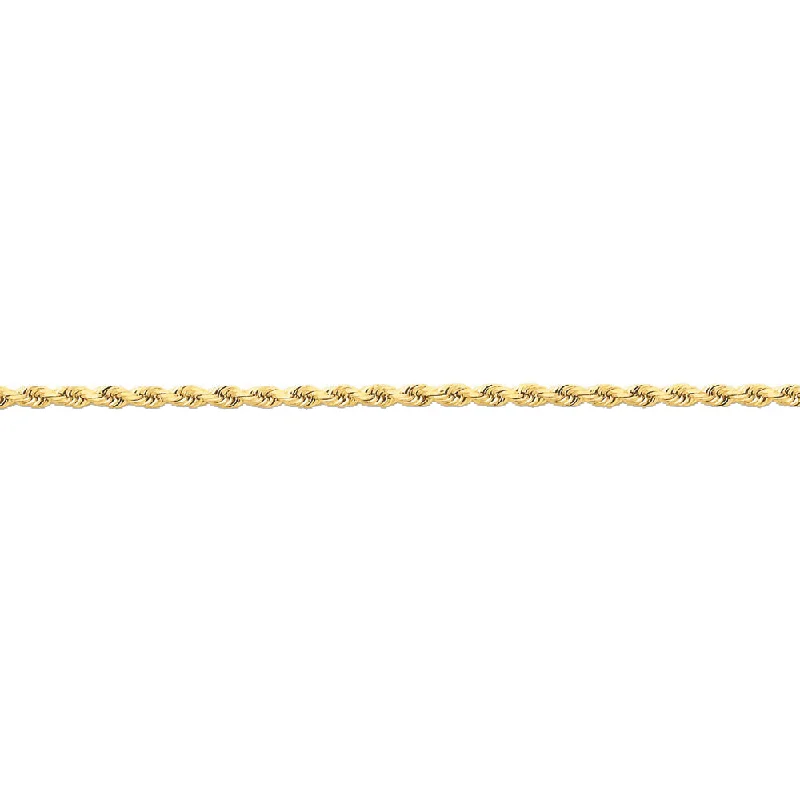 thin bracelet for women-14k Yellow Gold 2.25mm Diamond Cut Solid Rope Chain Anklet