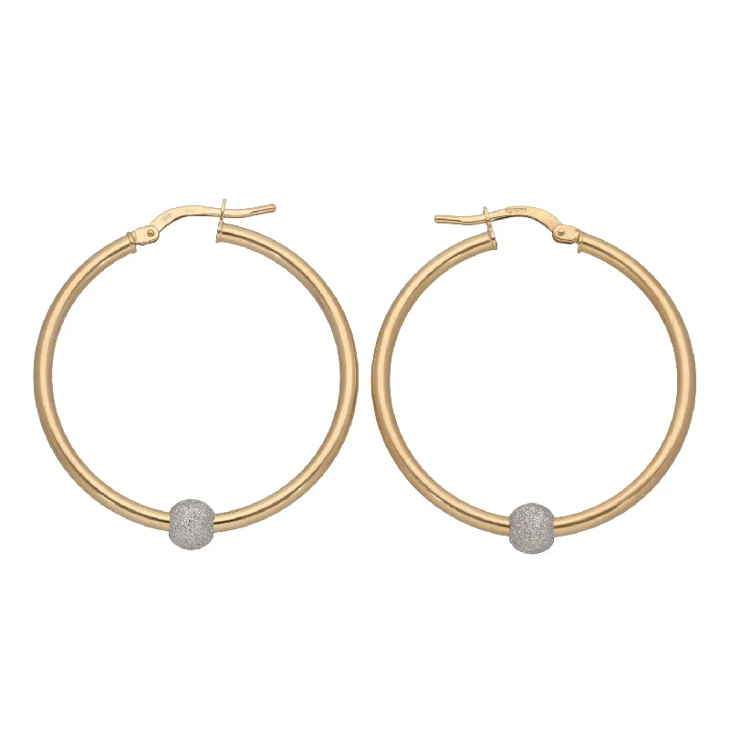 large stud earrings for women-New 9ct Gold Glitter Ball Hoop Earrings