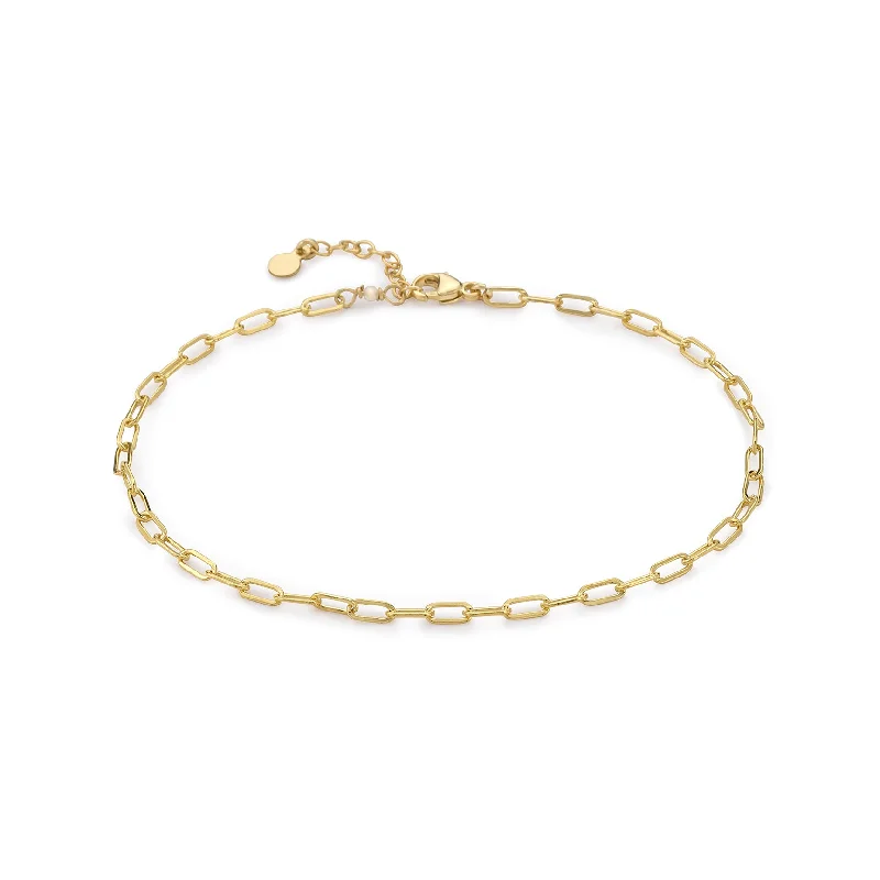 gold chain anklet for women-Tiny Paperclip Link Anklet