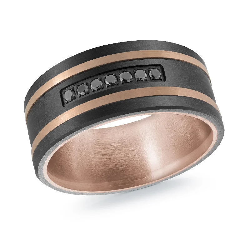 custom engagement ring for women-Titanium with Carbon Fiber and 14K Rose Gold Ring from the Titanium Collection by Malo - MRDTI-015-9BPBD