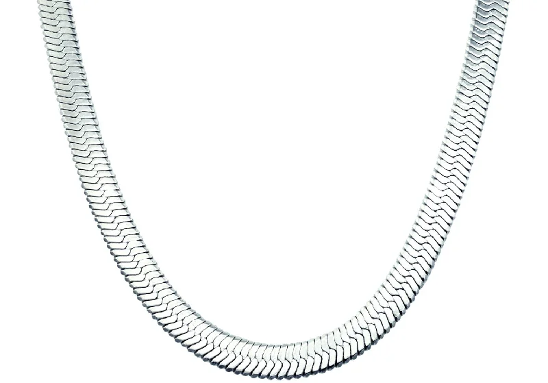 custom necklace for women-Mens Polished Stainless Steel Herringbone Link 20" Chain Necklace