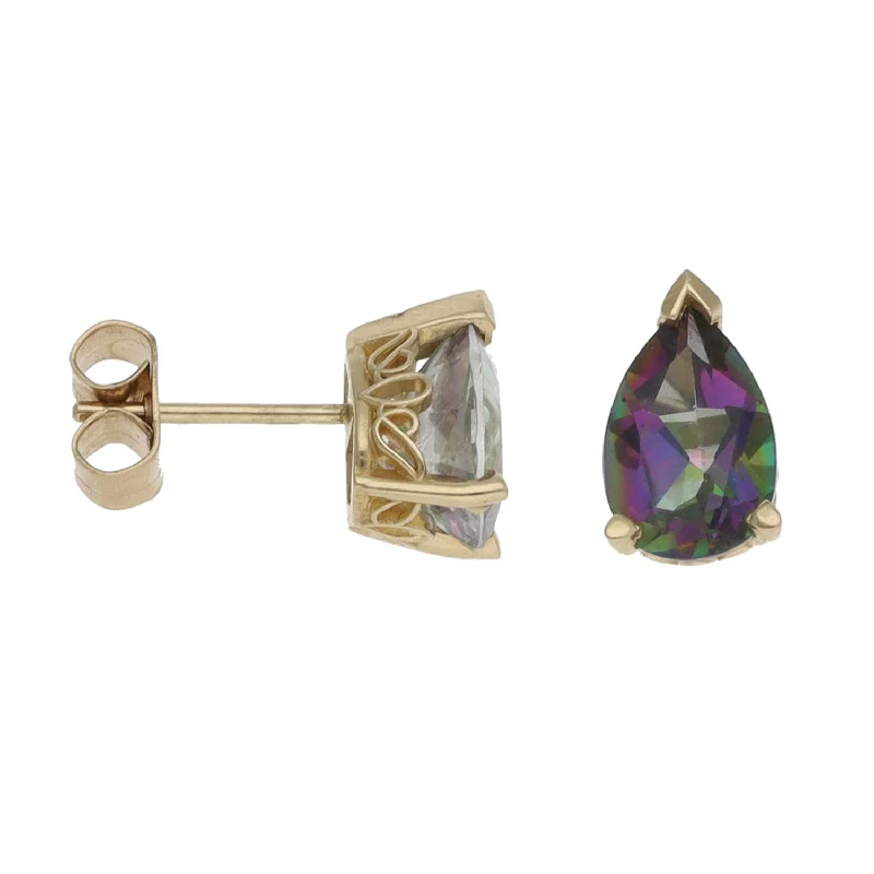 chic earrings for women-14ct Gold Coated Topaz Stud Earrings