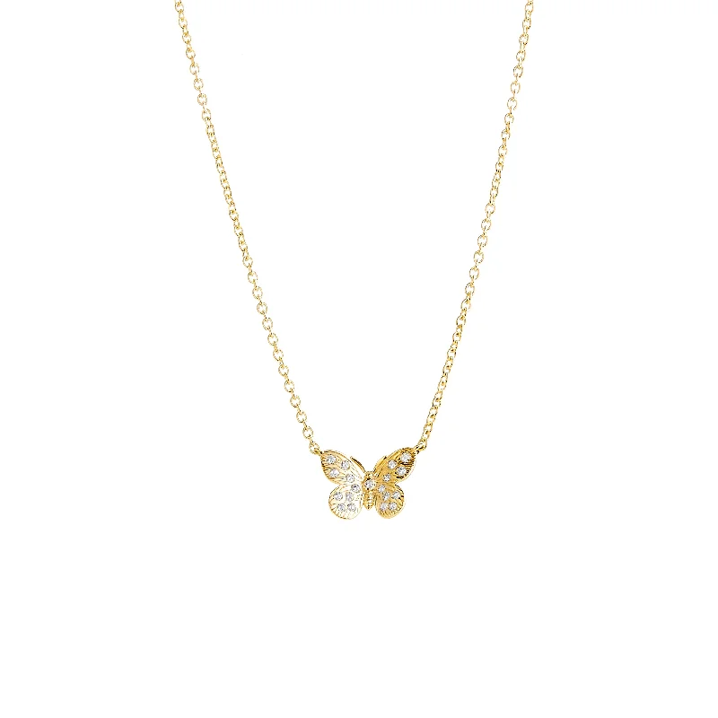 vintage necklace for women-Gold Butterfly Necklace