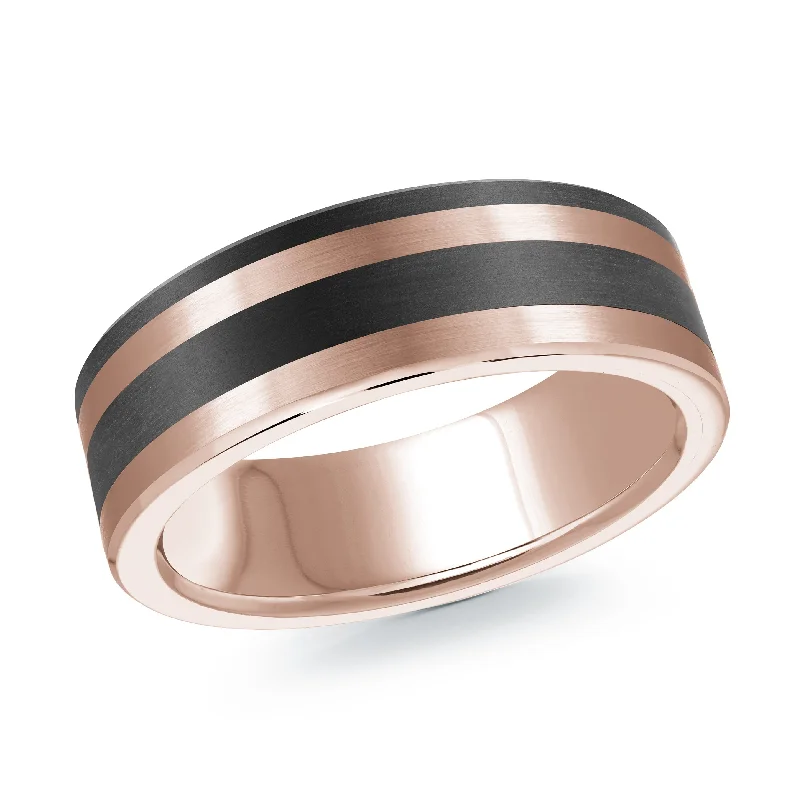 classic engagement ring for women-14K Rose Gold Ring from the Noir Collection by Malo - MRDA-154-7P