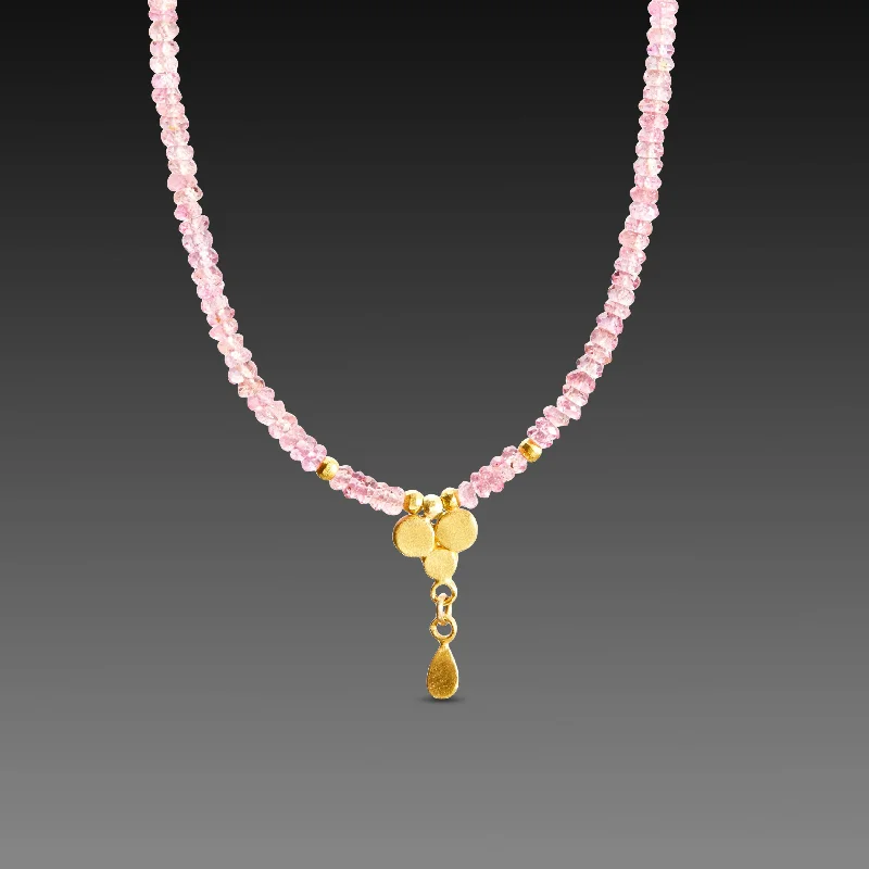 long necklace for women-Pink Sapphire Beaded Necklace