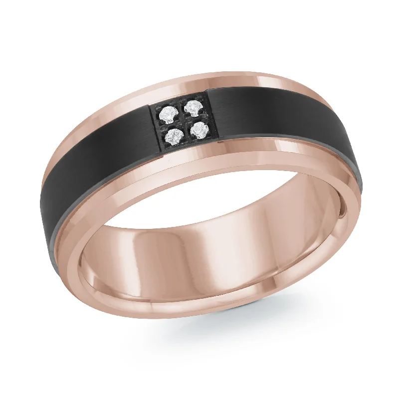 engagement ring with emeralds for women-14K Rose Gold Ring from the Titanium Collection by Malo - MRDTI-011-8PD