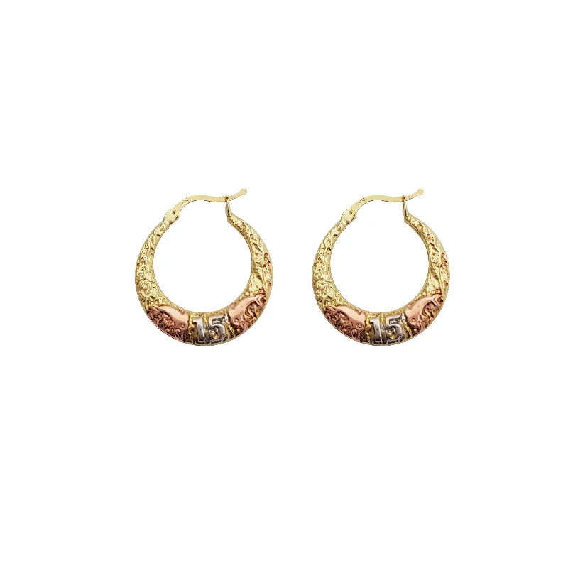 colorful earrings for women-15 Year Dolphin Hoop Earrings (14K)