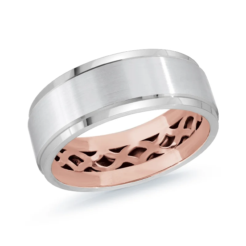 yellow gold engagement ring for women-14K White Gold with Pink Highlights and 14K Rose Gold Ring from the Precision Collection by Malo - MRD-123-8WZP