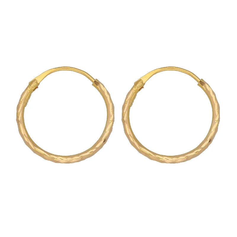 rose gold earrings for women-New 22ct Gold Fancy Plain Hoop Earrings 18mm