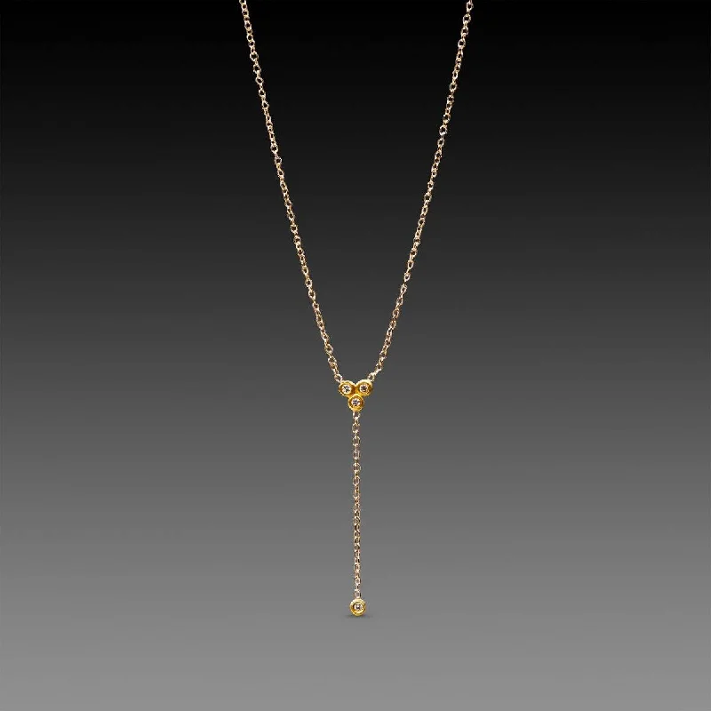 charm necklace for women-Delicate Diamond Trio Necklace with Diamond Drop