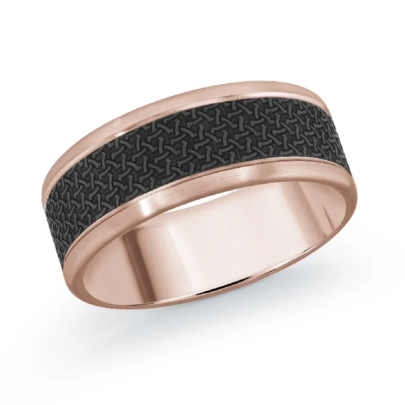 custom-designed engagement ring for women-14K Rose Gold Ring from the Noir Collection by Malo - MRDA-119-8P