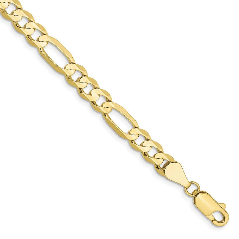 casual anklet for women-10k Yellow Gold 5.25mm Light Concave Figaro Chain Anklet, 9 Inch