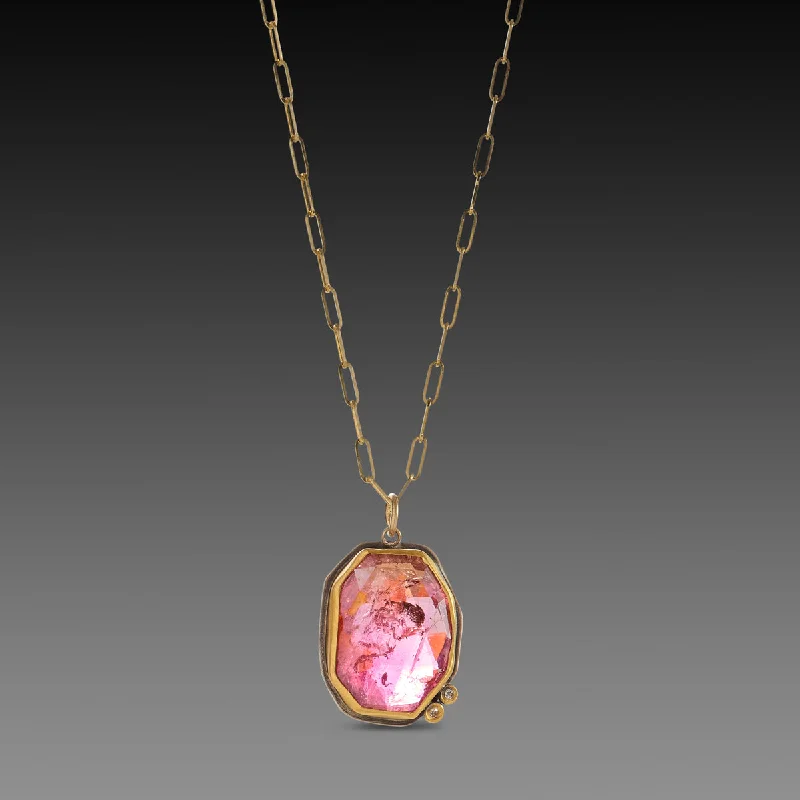 vintage chain necklace for women-Luminous Pink Tourmaline Necklace