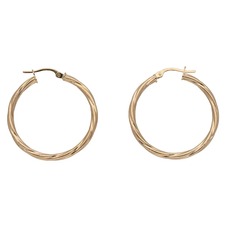 gold statement earrings for women-New 9ct Gold Twisted Hoop Earrings