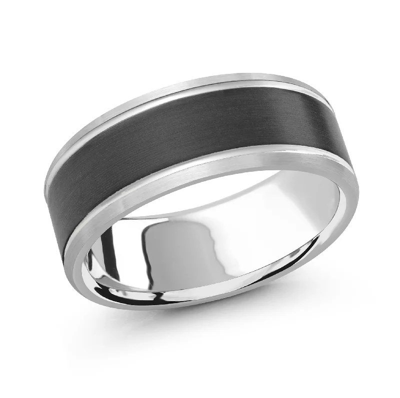 delicate engagement ring for women-14K White Gold Ring from the Noir Collection by Malo - MRDA-072-8W