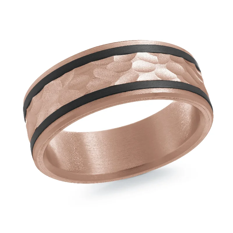 affordable diamond engagement ring for women-14K Rose Gold with Carbon Fiber Ring from the Noir Collection by Malo - MRDA-151-8PB