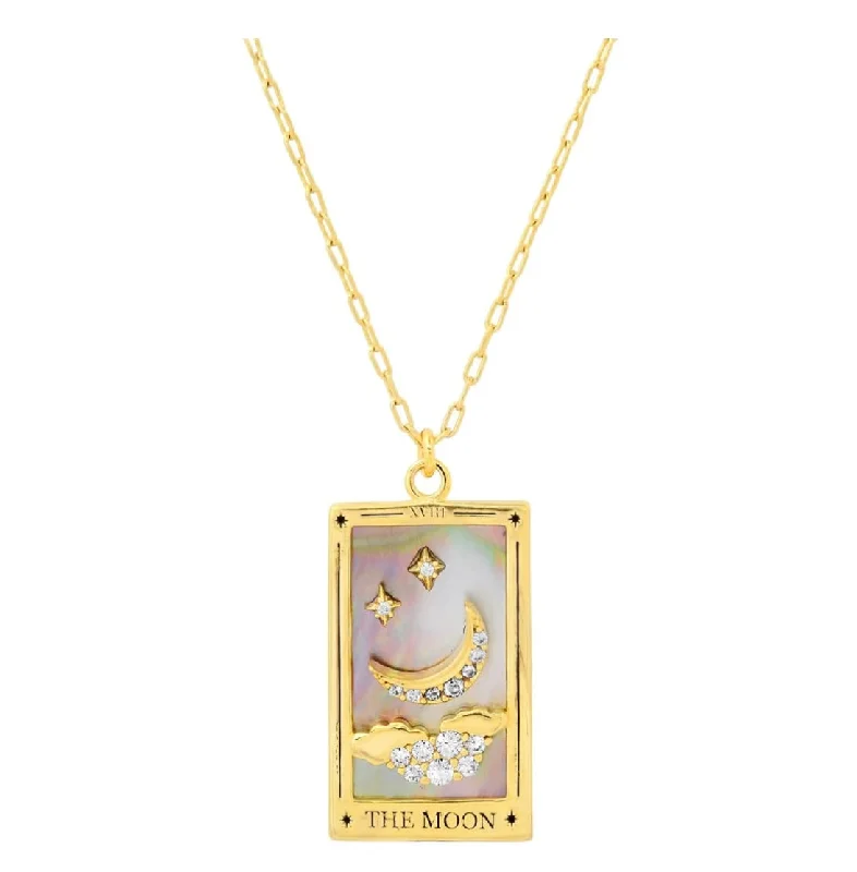 lock necklace for women-The Moon Tarot Card Necklace