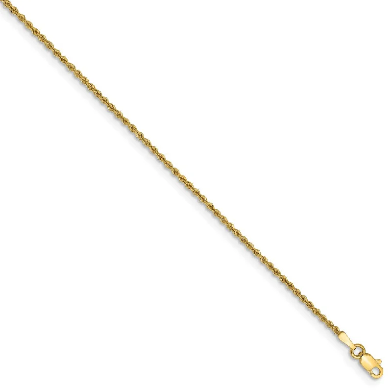 thin gold anklet for women-14k Yellow Gold Handmade 1.5mm Rope Chain Anklet