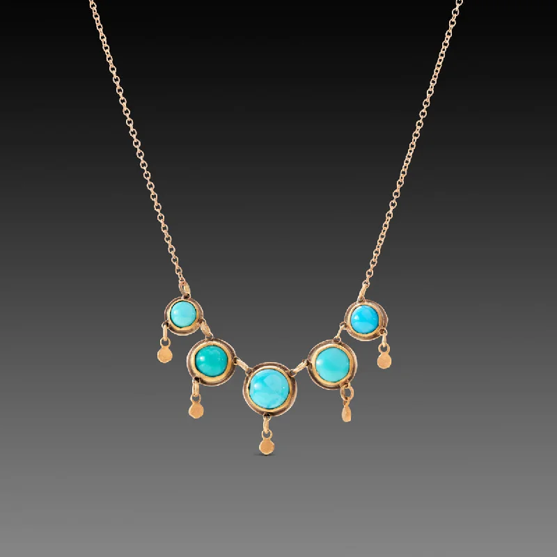 gemstone pendant necklace for women-Delicate Turquoise Fringe Necklace