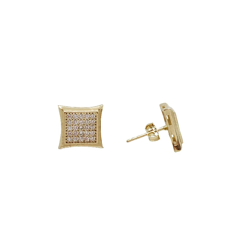 unique earrings for women-Square Zirconia Earrings (14K)