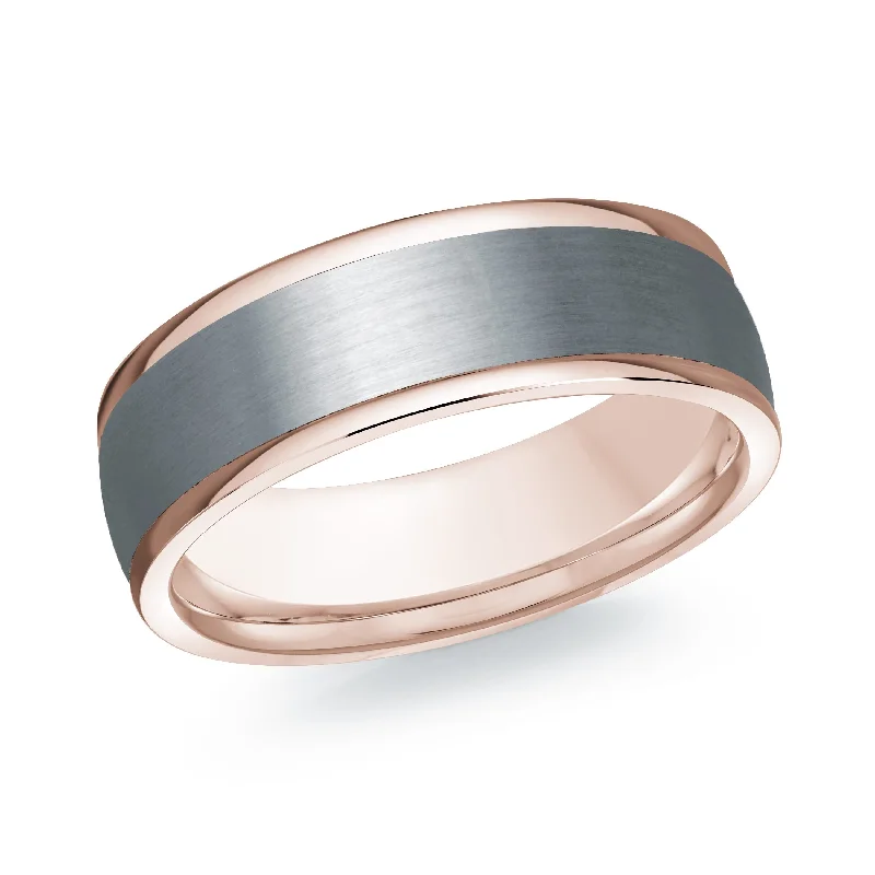 three-stone engagement ring for women-14K Rose Gold Ring from the Tantalum Collection by Malo - MRDTN-056-7P