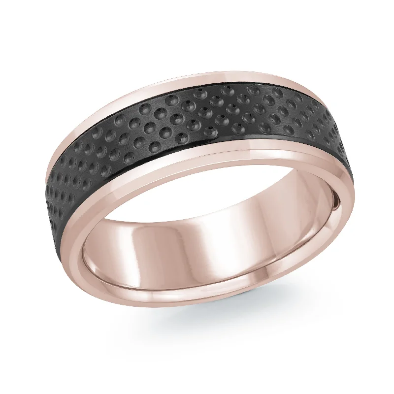 antique engagement ring for women-14K Rose Gold Ring from the Titanium Collection by Malo - MRDTI-005-8P