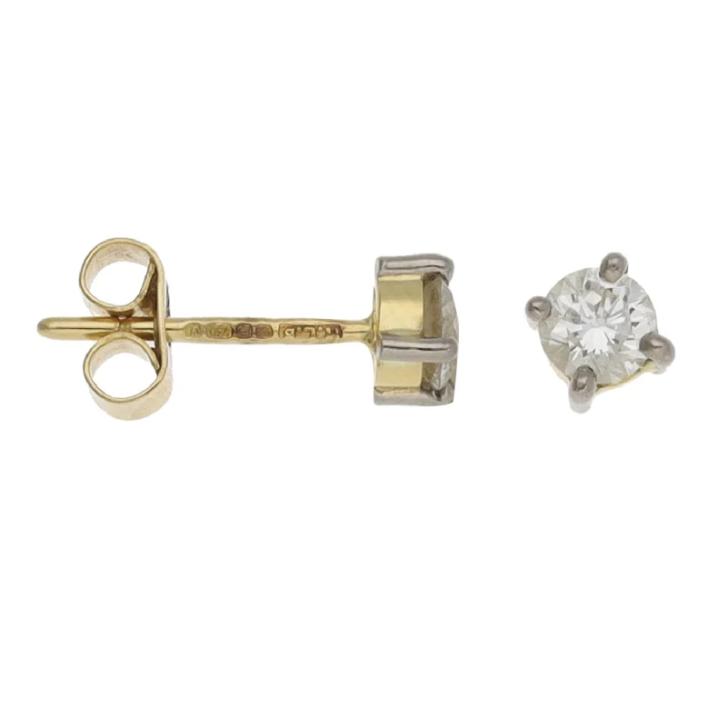 vintage-inspired earrings for women-18ct Gold 0.50ct Diamond Solitaire Earrings