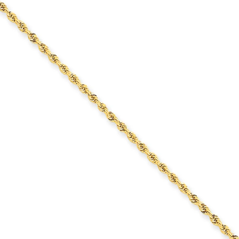 heart-shaped anklet for women-1.75mm, 14 Karat Yellow Gold, Handmade Rope Chain Anklet - 9 inch