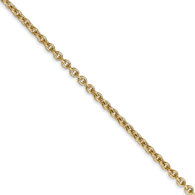 solid gold anklet for women-2.2mm, 14k Yellow Gold, Solid Cable Chain Anklet