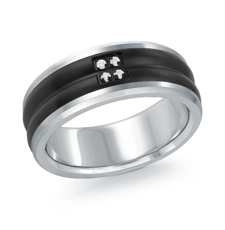 bold engagement ring for women-14K White Gold Ring from the Titanium Collection by Malo - MRDTI-012-8WD