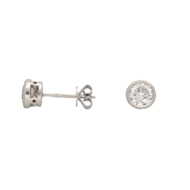 hoop earrings with stones for women-18ct White Gold 1.30ct Diamond Solitaire Earrings